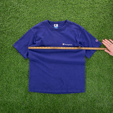 Load image into Gallery viewer, (1994) Champion Script Spell Out Chest Logo Graphic Single Stitch Navy T-Shirt- M