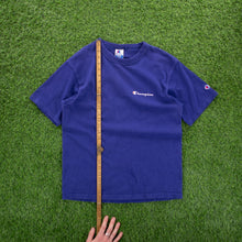 Load image into Gallery viewer, (1994) Champion Script Spell Out Chest Logo Graphic Single Stitch Navy T-Shirt- M