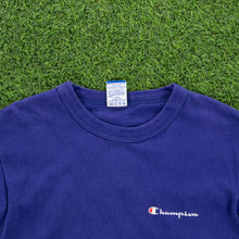 Load image into Gallery viewer, (1994) Champion Script Spell Out Chest Logo Graphic Single Stitch Navy T-Shirt- M