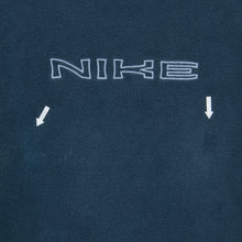 Load image into Gallery viewer, 2001 Nike Spell Out Embroidered Small Swoosh Crewneck Navy Sweatshirt - L