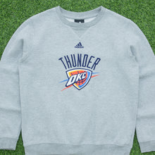 Load image into Gallery viewer, Adidas Centre Logo Oklahoma City Thunder Basketball USA Embroidered Crewneck Grey Sweatshirt - S