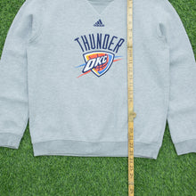 Load image into Gallery viewer, Adidas Centre Logo Oklahoma City Thunder Basketball USA Embroidered Crewneck Grey Sweatshirt - S