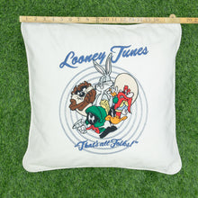 Load image into Gallery viewer, 1994 Looney Tunes Warner Bros “That’s All Folks!” Embroidered Collectible Canvas Cushion Pillow - 19x19”