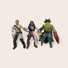 Load image into Gallery viewer, (2000’s) Pirates Of The Caribbean Disney Zizzle 7” Inch figures (Captain Jack Sparrow, Will Turner, Davy Jones)