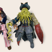 Load image into Gallery viewer, (2000’s) Pirates Of The Caribbean Disney Zizzle 7” Inch figures (Captain Jack Sparrow, Will Turner, Davy Jones)