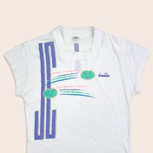 Load image into Gallery viewer, (90’s) Women’s Diadora Tennis Graphic Square Neckline T-Shirt - S