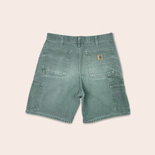 Load image into Gallery viewer, Vintage Carhartt Denim Green Carpenter Shorts - 32”