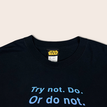 Load image into Gallery viewer, (2000’s) Star Wars Yoda ‘Try not. Do. Or do not. There is no try.’ graphic t-shirt - L