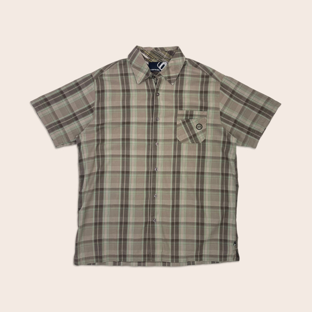 Animal Embroiderd Pocket Logo Checked Short Sleeve Shirt - L/XL