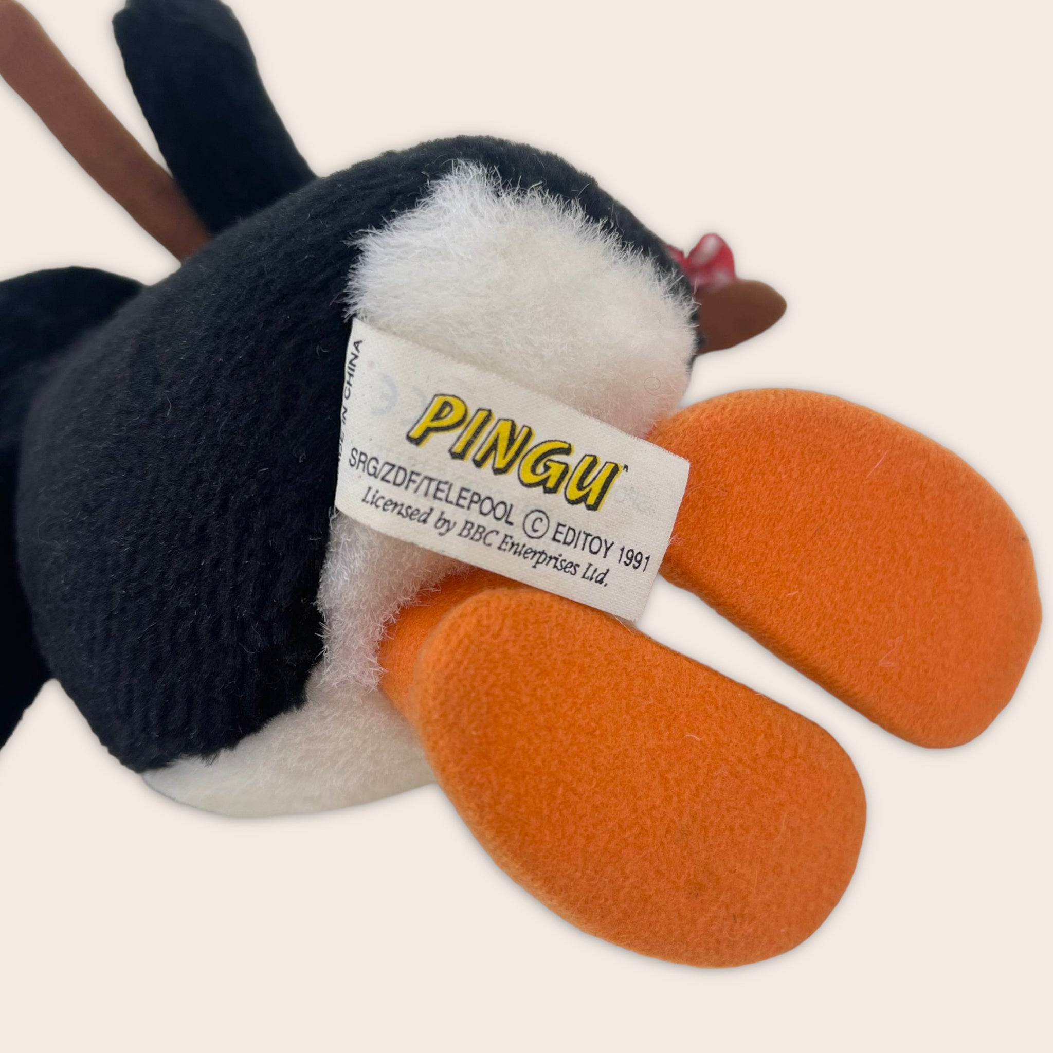 1991 Pingu with Knapsack 8 Soft Toy Plush BBC Editoy Since 99 Vintage