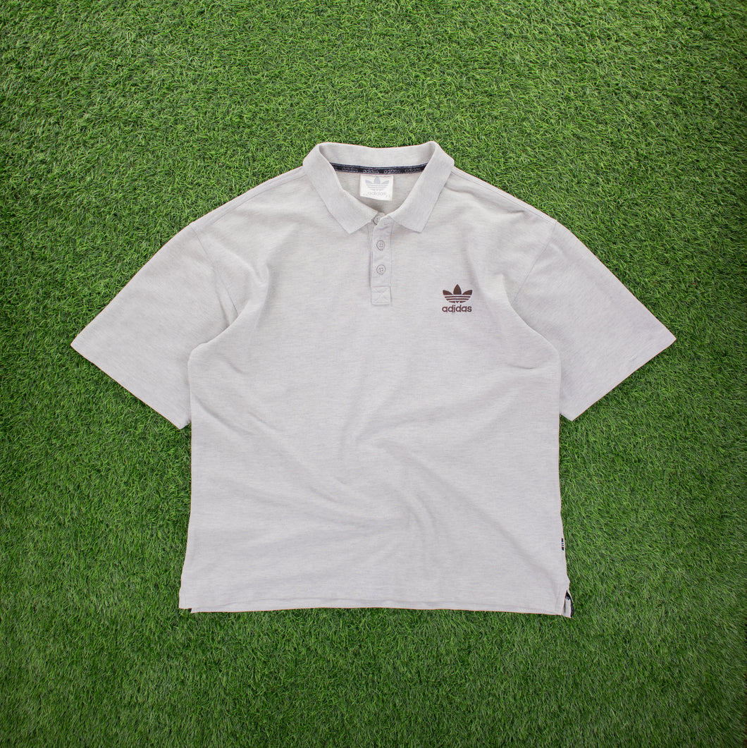 Adidas Originals Trefoil Embroidered Short Sleeve Grey Polo Shirt - XL/XXL