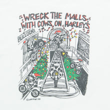Load image into Gallery viewer, 1993 Christmas Wreck The Malls With Cows On Harley’s Harley Davidson Parody Christmas Biker Cowpyright Hanes White Graphic Single Stitch T-Shirt - L
