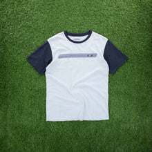 Load image into Gallery viewer, Reebok Gradient Stripe Graphic Light Blue Navy Raglan T-Shirt - S/M
