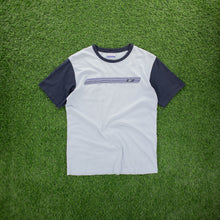 Load image into Gallery viewer, Reebok Gradient Stripe Graphic Light Blue Navy Raglan T-Shirt - S/M
