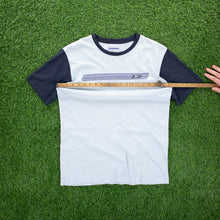 Load image into Gallery viewer, Reebok Gradient Stripe Graphic Light Blue Navy Raglan T-Shirt - S/M
