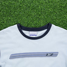 Load image into Gallery viewer, Reebok Gradient Stripe Graphic Light Blue Navy Raglan T-Shirt - S/M
