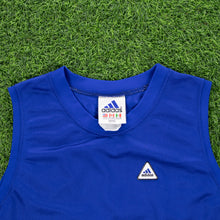 Load image into Gallery viewer, Adidas Basketball Embroidered Triangle Logo Blue Jersey Vest - L
