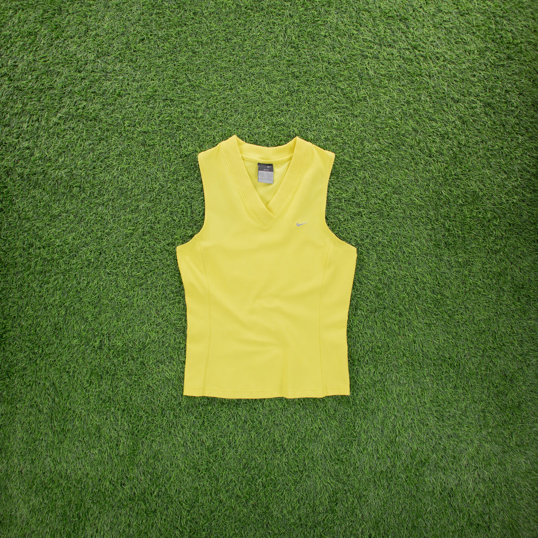 Women’s Nike Dri-Fit Cross Training Sports V-Neck Yellow Vest Top - M (10-12)