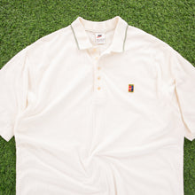 Load image into Gallery viewer, (1997) Nike Tennis Court Embroidered Pinstripe Cream Polo Shirt - XXL
