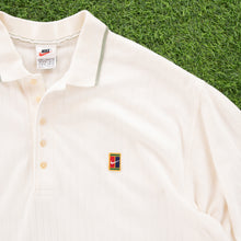 Load image into Gallery viewer, (1997) Nike Tennis Court Embroidered Pinstripe Cream Polo Shirt - XXL
