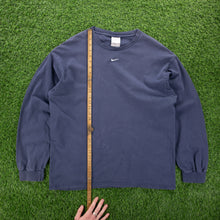 Load image into Gallery viewer, (2000) Nike Small Centre Swoosh Embroidered Navy Long Sleeve T-Shirt - L
