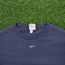 Load image into Gallery viewer, (2000) Nike Small Centre Swoosh Embroidered Navy Long Sleeve T-Shirt - L
