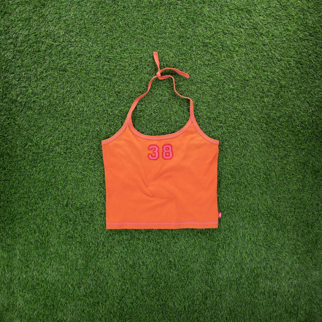 Women’s Kangol 38 Graphic Orange Halter Neck Crop Top - L (12-14)