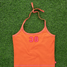 Load image into Gallery viewer, Women’s Kangol 38 Graphic Orange Halter Neck Crop Top - L (12-14)
