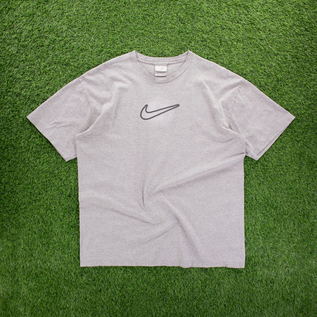 (2000) Nike Large Swoosh Centre Gradient Graphic Grey T-Shirt - XXL