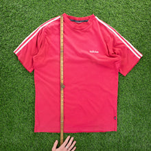 Load image into Gallery viewer, (1997) Adidas 3-Stripe Spell Out Embroidered Pink T-Shirt - L/XL
