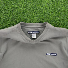 Load image into Gallery viewer, Reebok Small Spell Out Embroidered Grey V-Neck T-Shirt - M/L
