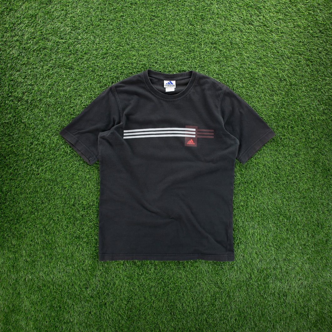 (2002) Adidas 3-Stripe Double Sided Graphic Black T-Shirt - M