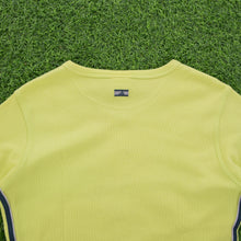 Load image into Gallery viewer, (1999) Women’s Adidas 3-Stripe Centre Logo Embroidered Lime Green V-Neck Ribbed Top - L (14)
