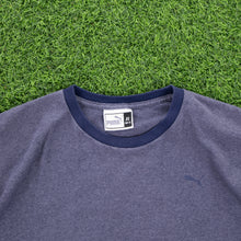 Load image into Gallery viewer, Puma Small Logo Graphic Navy Ringer T-Shirt - L
