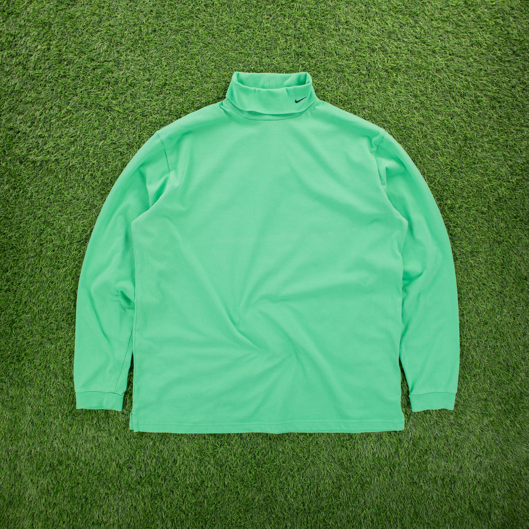 (2013) Nike Golf Dry-Fit Small Swoosh Embroidered Turtleneck Green Long Sleeve T-Shirt - XL