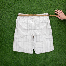 Load image into Gallery viewer, (2010) Nike Athletic Dept Small Swoosh Embroidered Pocket Logo Checked Beige Shorts - L (32/34”)
