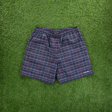 Load image into Gallery viewer, Reebok Small Embroidered Logo Checked Navy Swim Sports Shorts - XXL (36-42”)
