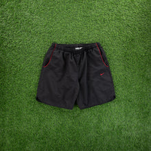 Load image into Gallery viewer, (2007) Nike Small Swoosh Embroidered Piping Black Sports Shorts - L (32-36”)
