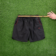 Load image into Gallery viewer, (2007) Nike Small Swoosh Embroidered Piping Black Sports Shorts - L (32-36”)
