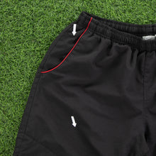 Load image into Gallery viewer, (2007) Nike Small Swoosh Embroidered Piping Black Sports Shorts - L (32-36”)
