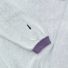 Load image into Gallery viewer, Adidas Originals Since 1949 Spell Out Logo Embroidered Piping Ribbed Boxy Light Grey Purple Quarter Zip Jumper - L
