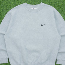Load image into Gallery viewer, Nike Small Swoosh Embroidered Logo Boxy Crewneck Grey Sweatshirt - L
