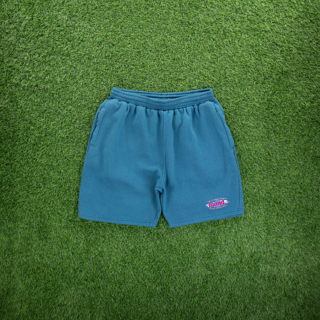 Puma International Performance Embroidered Teal Sweat Shorts - M (30/32”)