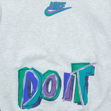 Load image into Gallery viewer, Nike Just Do It Abstract Spell Out Swoosh Double Sided Graphic Logo Boxy Grey Sweatshirt - L
