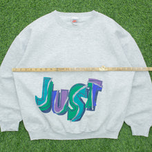 Load image into Gallery viewer, Nike Just Do It Abstract Spell Out Swoosh Double Sided Graphic Logo Boxy Grey Sweatshirt - L
