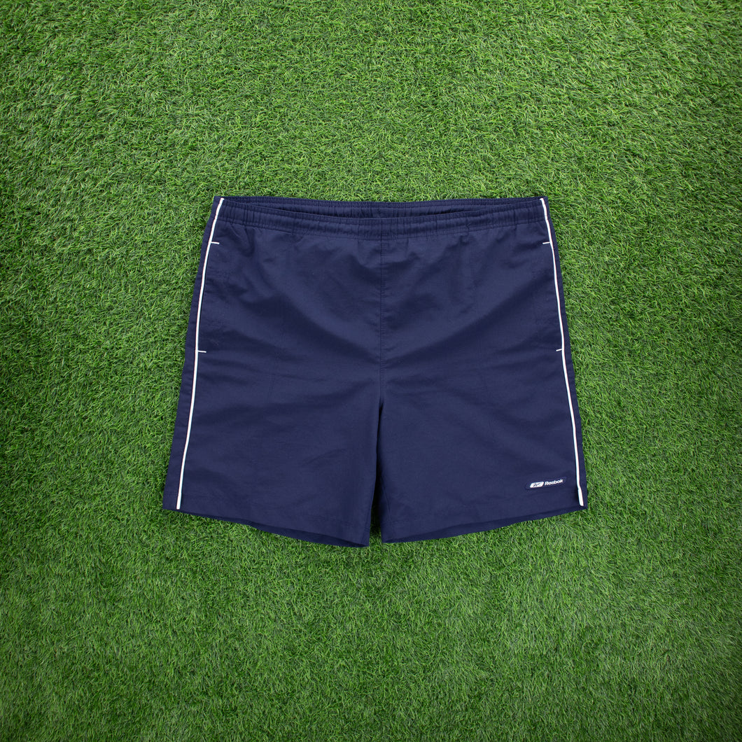 Reebok Small Spell Out Embroidered Navy Sports Shorts - L (32/34”)