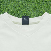 Load image into Gallery viewer, 2001 Nike Small Swoosh Embroidered Logo Stripe Taping Varsity Waffle Boxy V-Neck Beige Brown Sweatshirt - M
