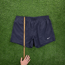 Load image into Gallery viewer, (1999) Nike Small Swoosh Embroidered Lined Navy Sports Shorts - XXL (38-42”)
