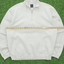 Load image into Gallery viewer, 1997 Nike Golf Small Spell Out Swoosh Embroidered Logo Piping Boxy Beige Quarter Zip Jumper - L
