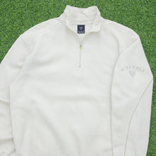 Load image into Gallery viewer, 1997 Nike Golf Small Spell Out Swoosh Embroidered Logo Piping Boxy Beige Quarter Zip Jumper - L
